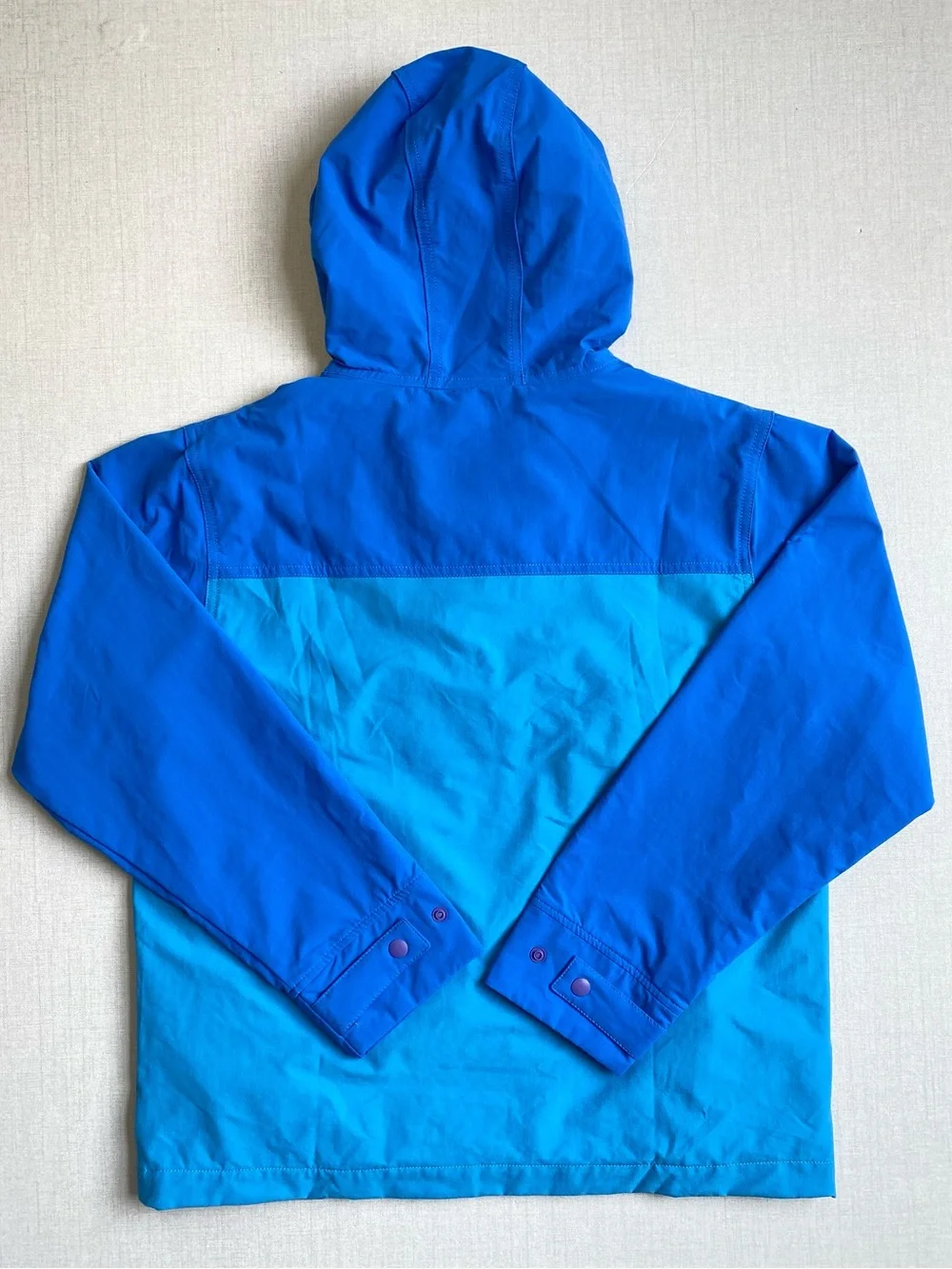 NWT Patagonia Kids Isthmus Anorak Hooded Jacket Blue Purple Size XL 14 40+ UPF